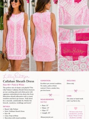 Lilly Pulitzer Pink & White Embroidered Callahan Sheath Dress
